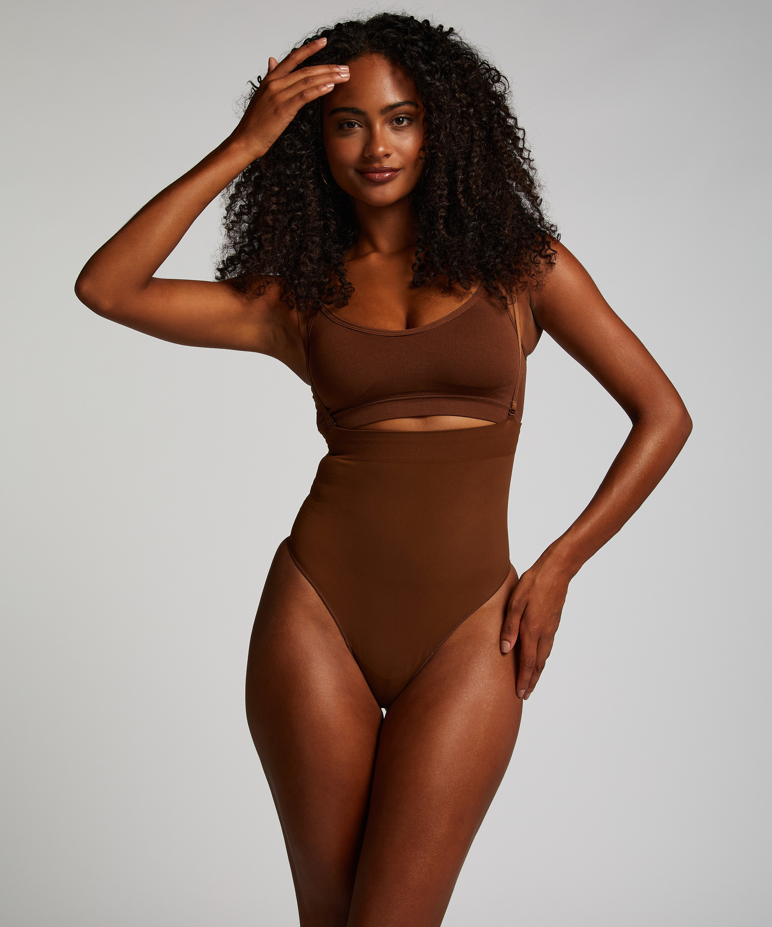 Naadloze corrigerend string met hoge taille, Rood, main