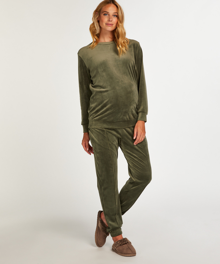 Zwangerschapsjoggingbroek Velours Pintuck, Groen