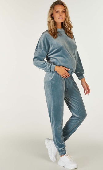 Pantalon de survêtement de maternité en velours, Bleu