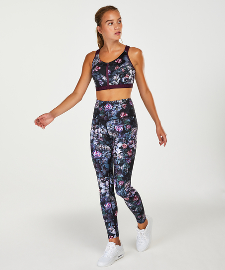 HKMX High Waisted Sportlegging Flower, Zwart