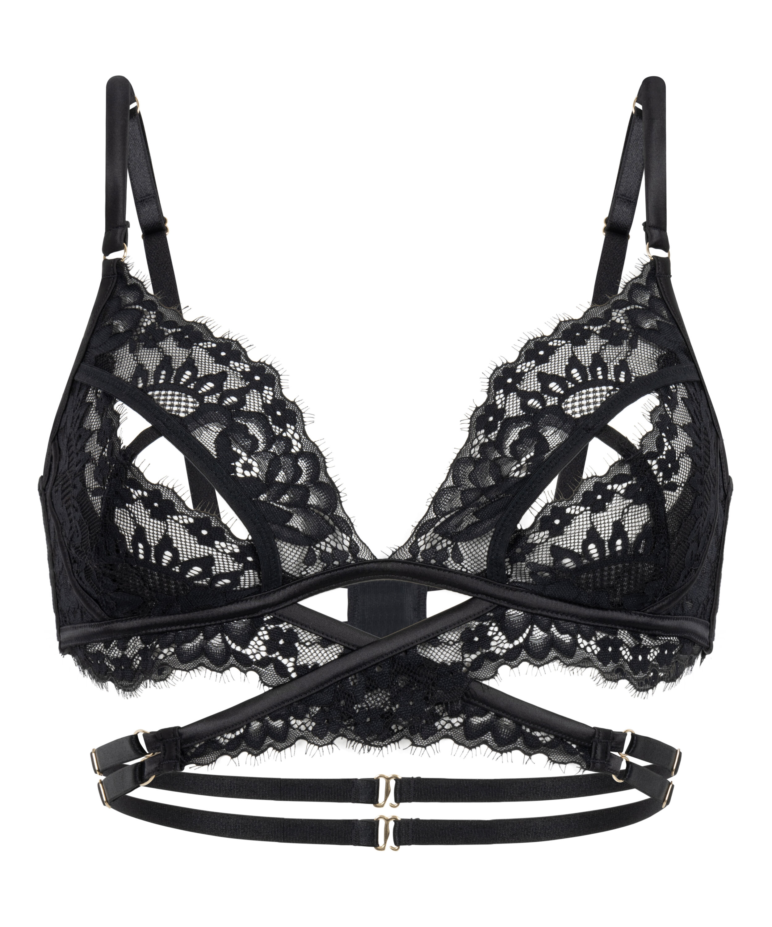 Open bralette Anna, Zwart