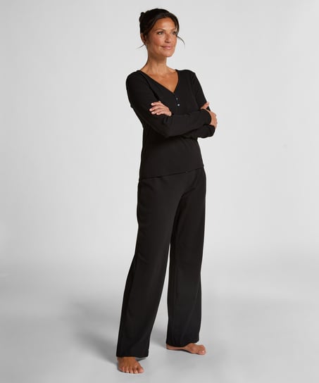 Pantalon de pyjama Pointelle, Noir