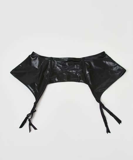 Porte-jarretelles Private aspect cuir, Noir