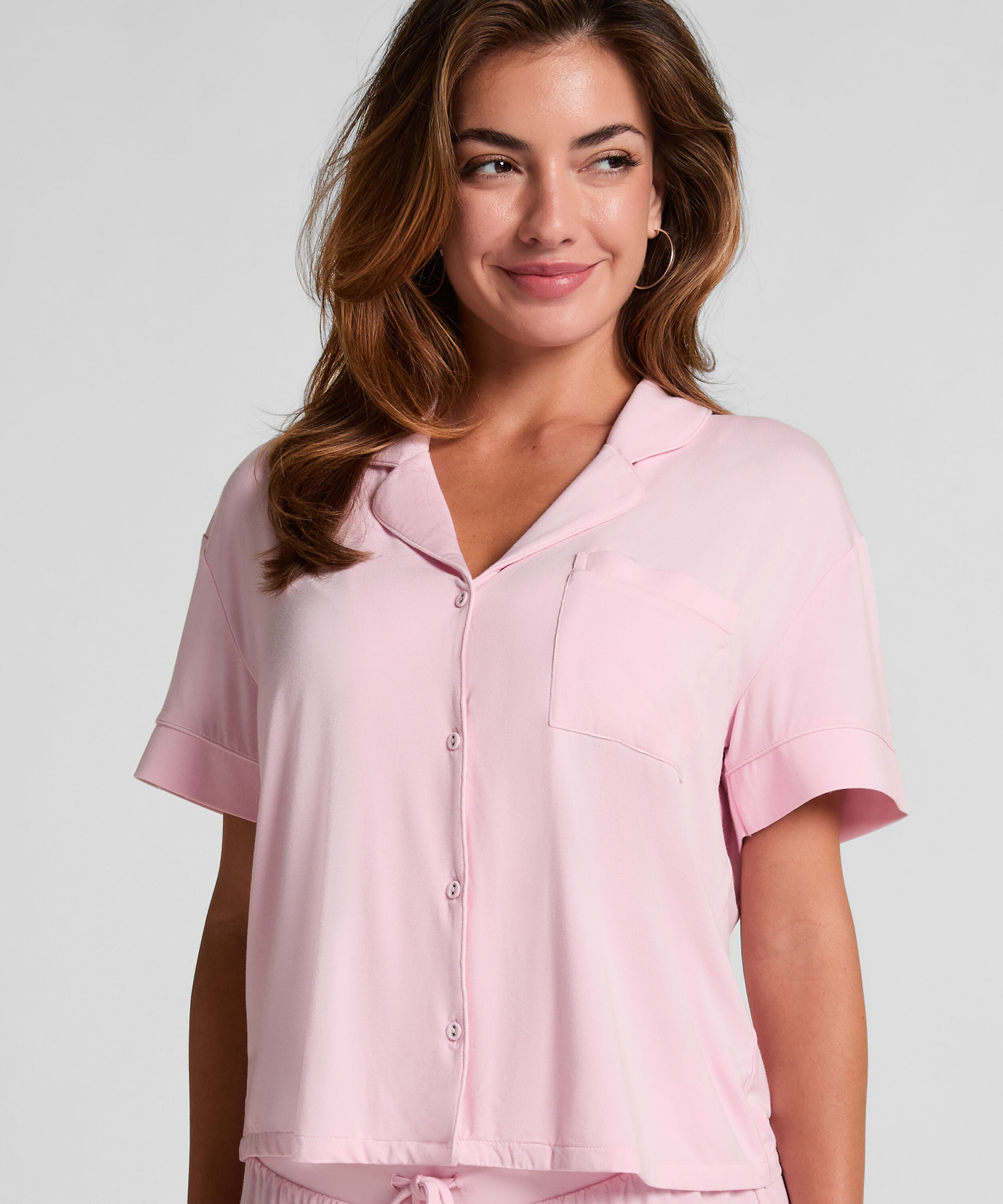 Pyjama Jacket Jersey Essential, Roze