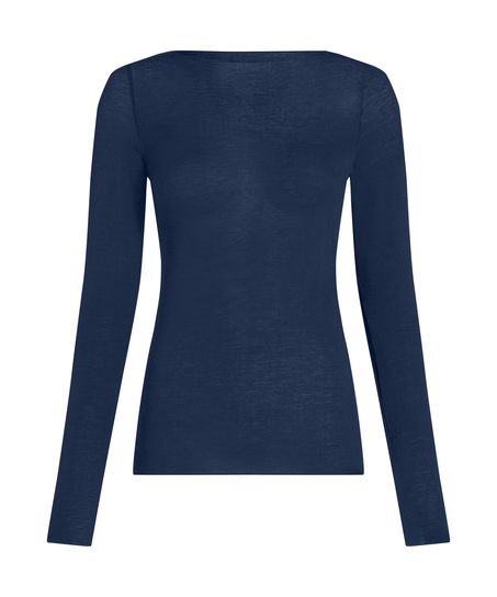 super soft Boothals shirt met Cashmere, Blauw