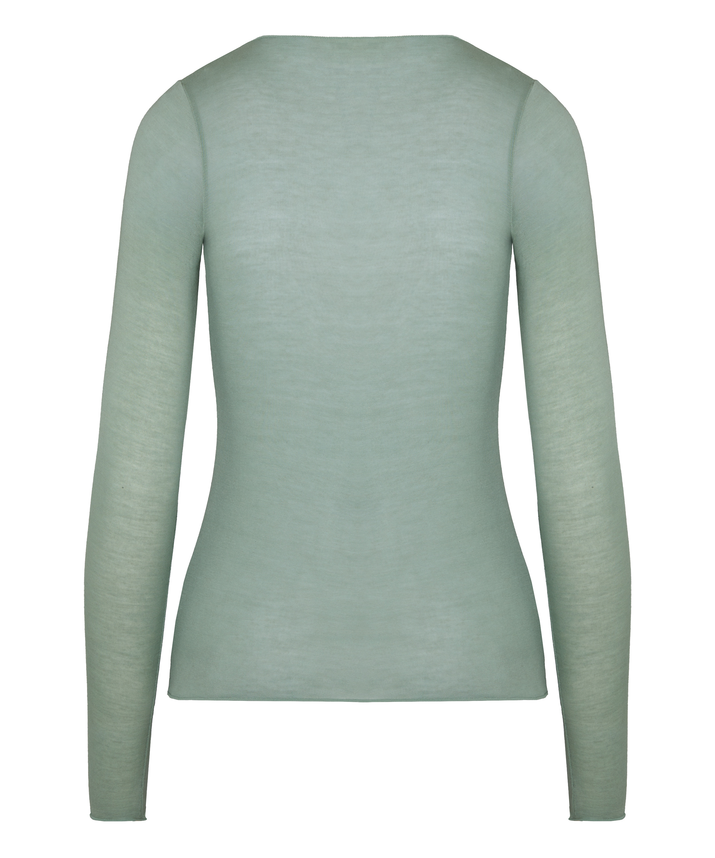 Top col V en dentelle ultra-doux avec cachemire, Vert, main