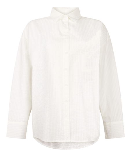Top de pyjama Coton Seersucker, Blanc