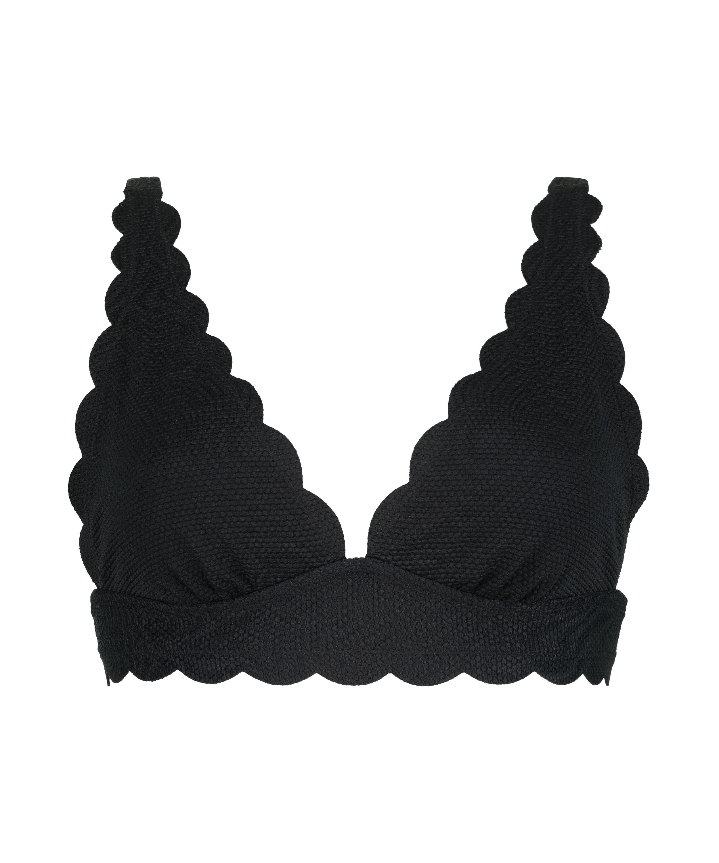 Haut de bikini Triangle Scallop, Noir