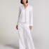 Jacquard Pyjamashirt met Lange Mouwen, Wit