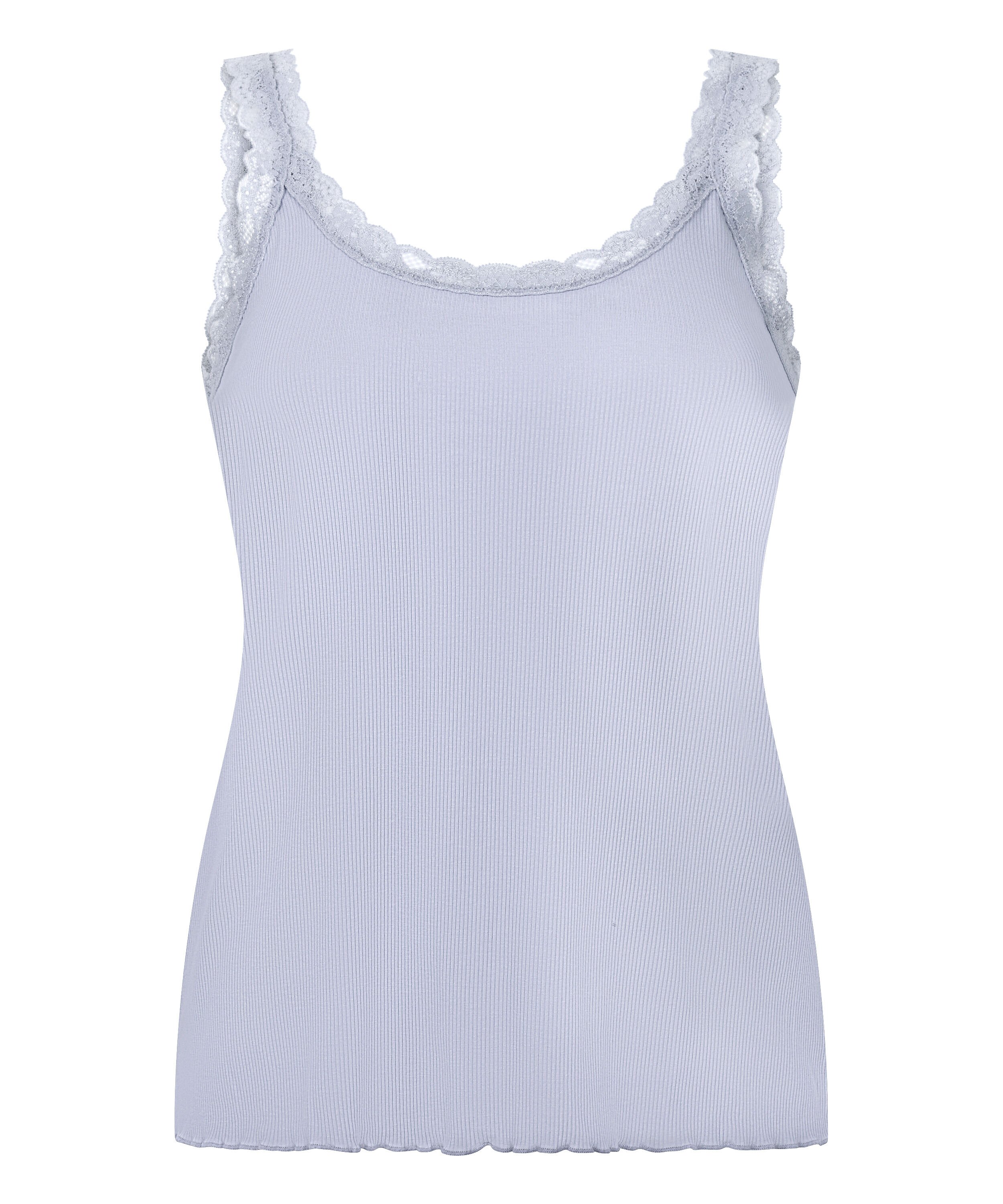 Rib Jersey Singlet met Kant, Paars