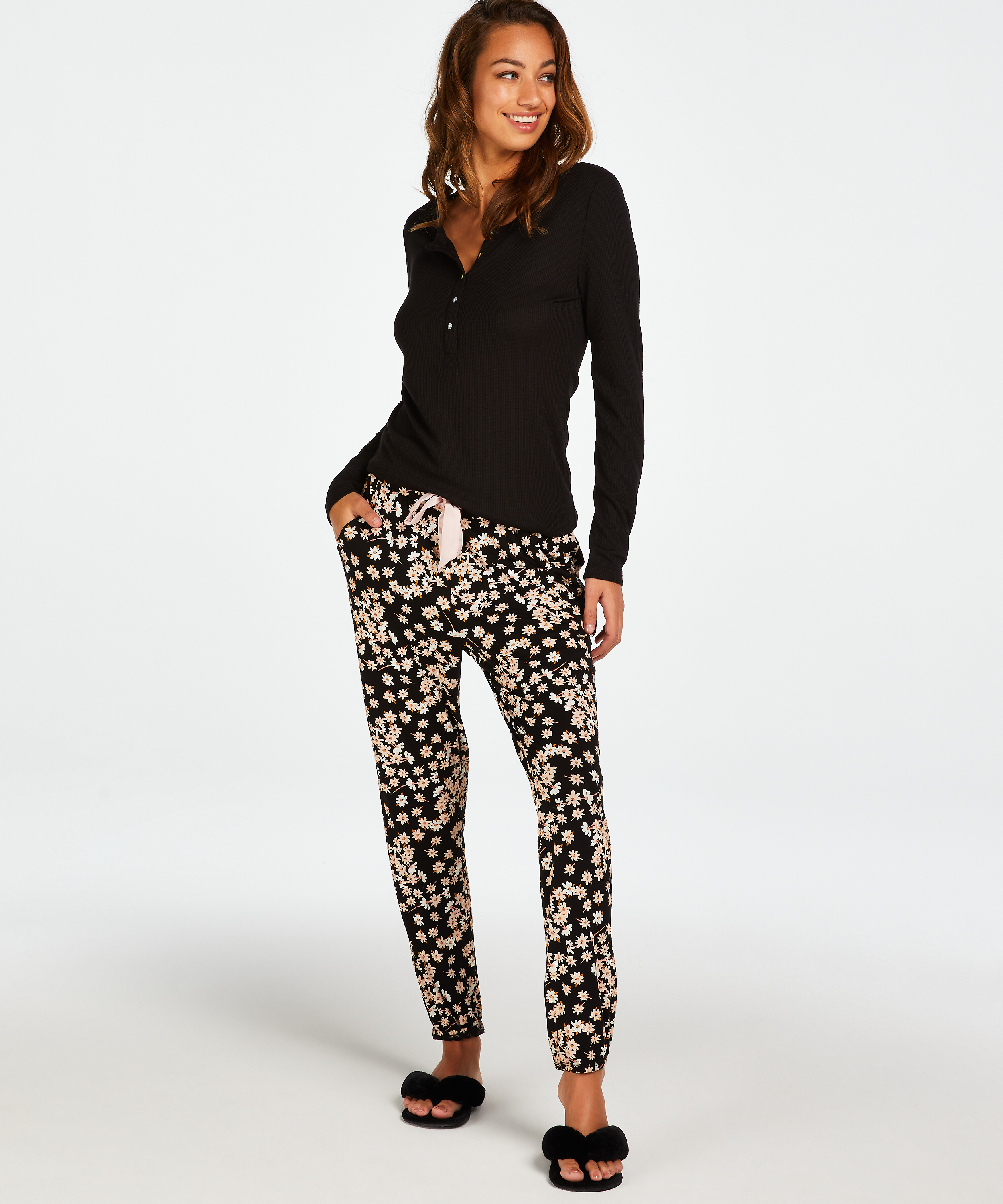 Petite Pyjama broek Daisy, Zwart, main