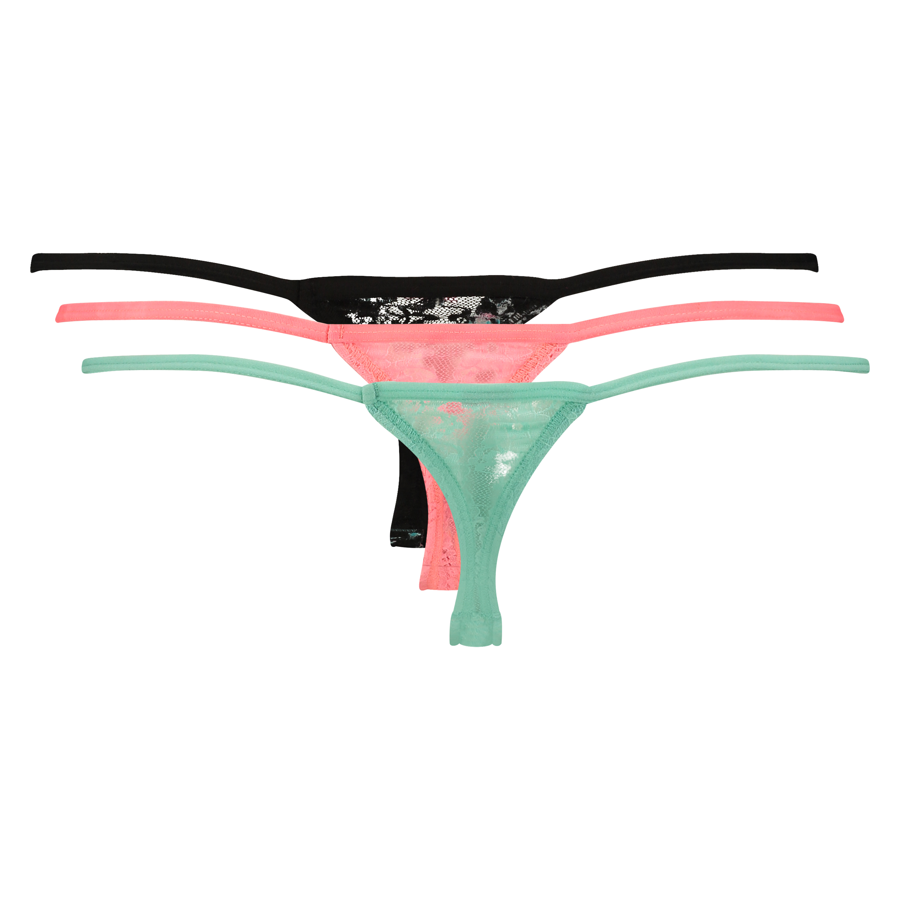 3-pack tangas lace, Blauw, main