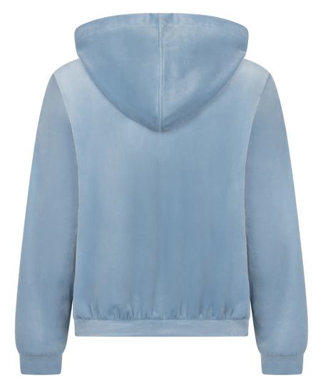 Manteau à capuche velours, Bleu