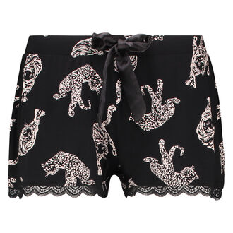 Pyjama short Jersey lace, Zwart