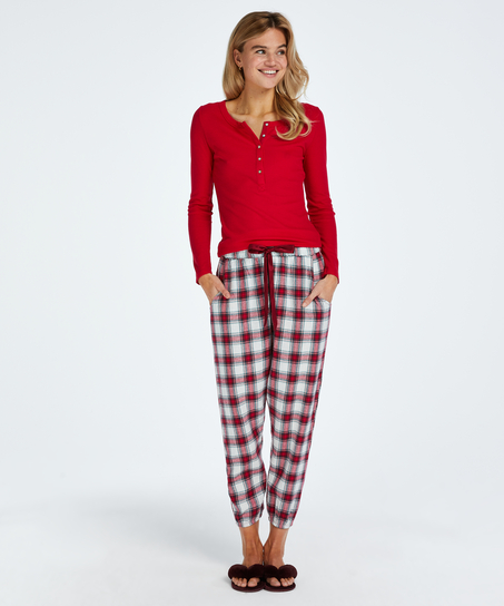 Petite Pyjamabroek Twill Check, Rood