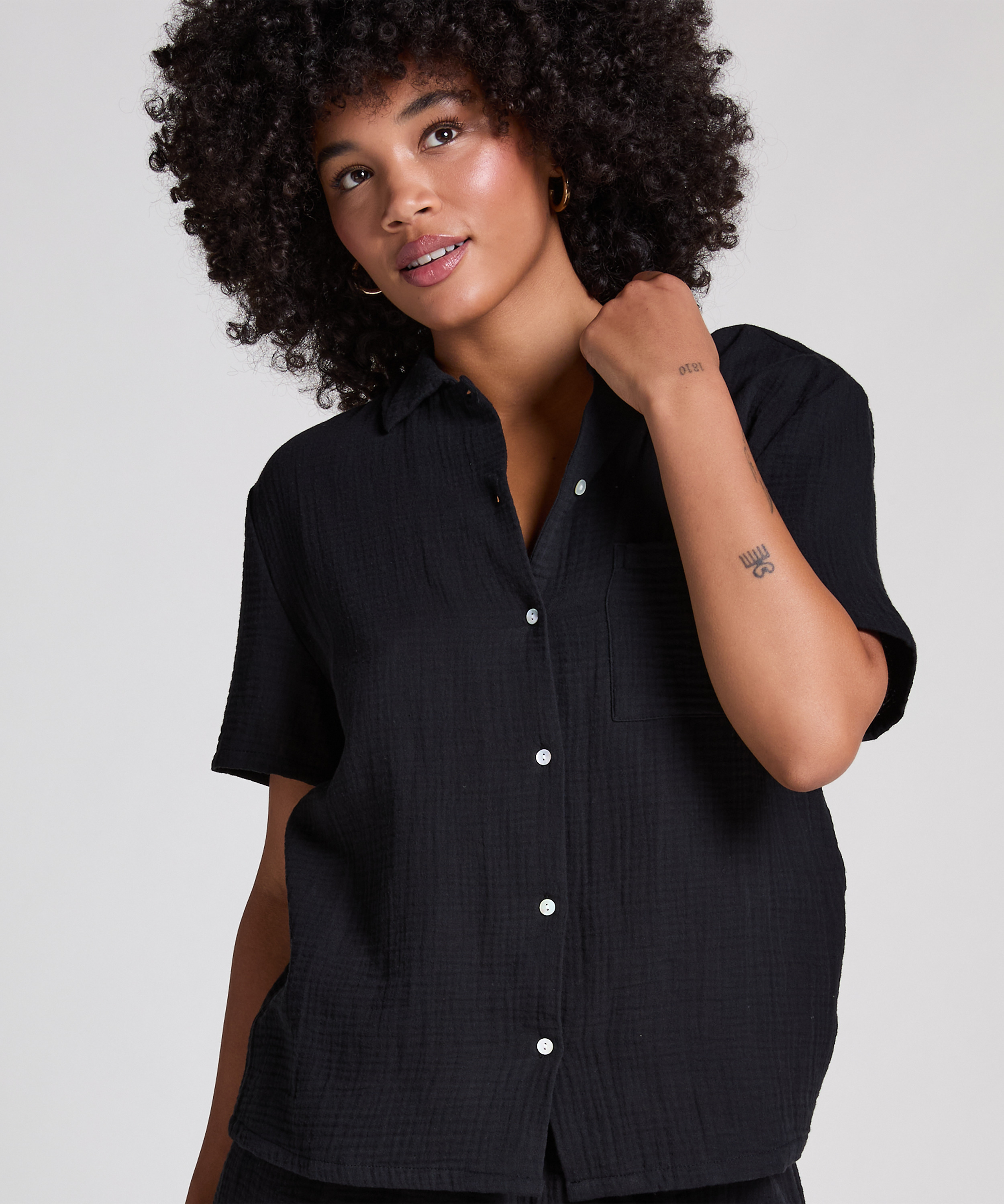 Mousseline Jacket, Zwart, main