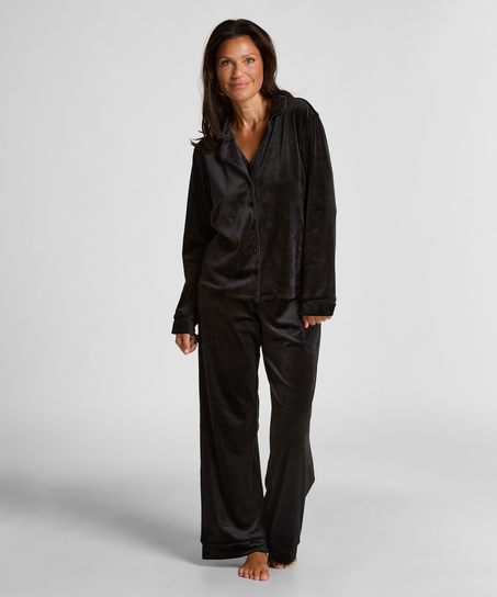 Lange mouwen jacket velours, Zwart