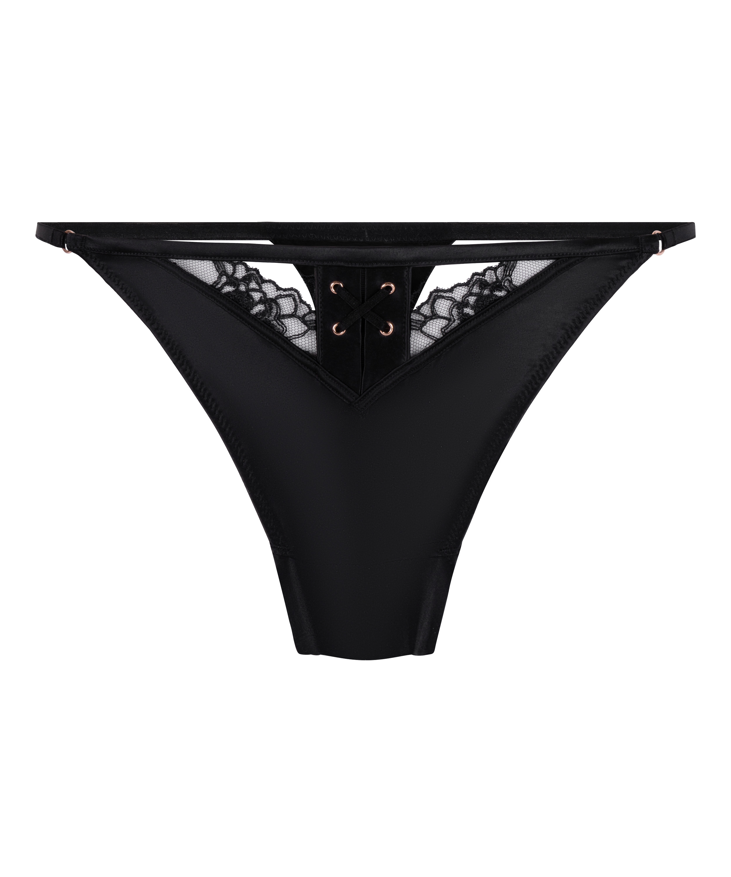 Hoog uitgesneden string Catherine, Zwart, main