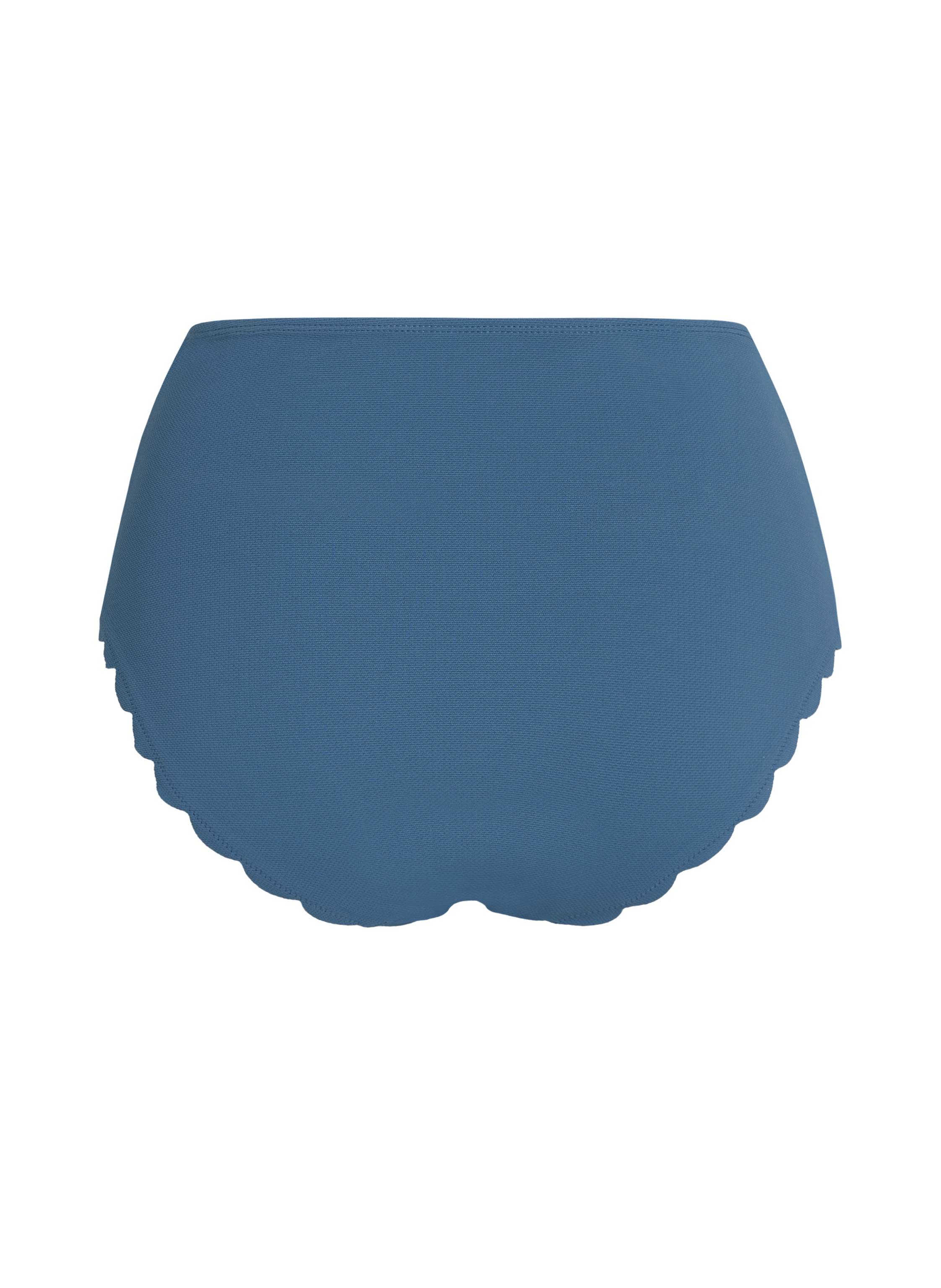 Scallop Bikinibroekje met Hoge Taille, Blauw, main
