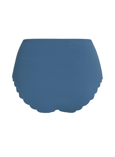 Scallop Bikinibroekje met Hoge Taille, Blauw