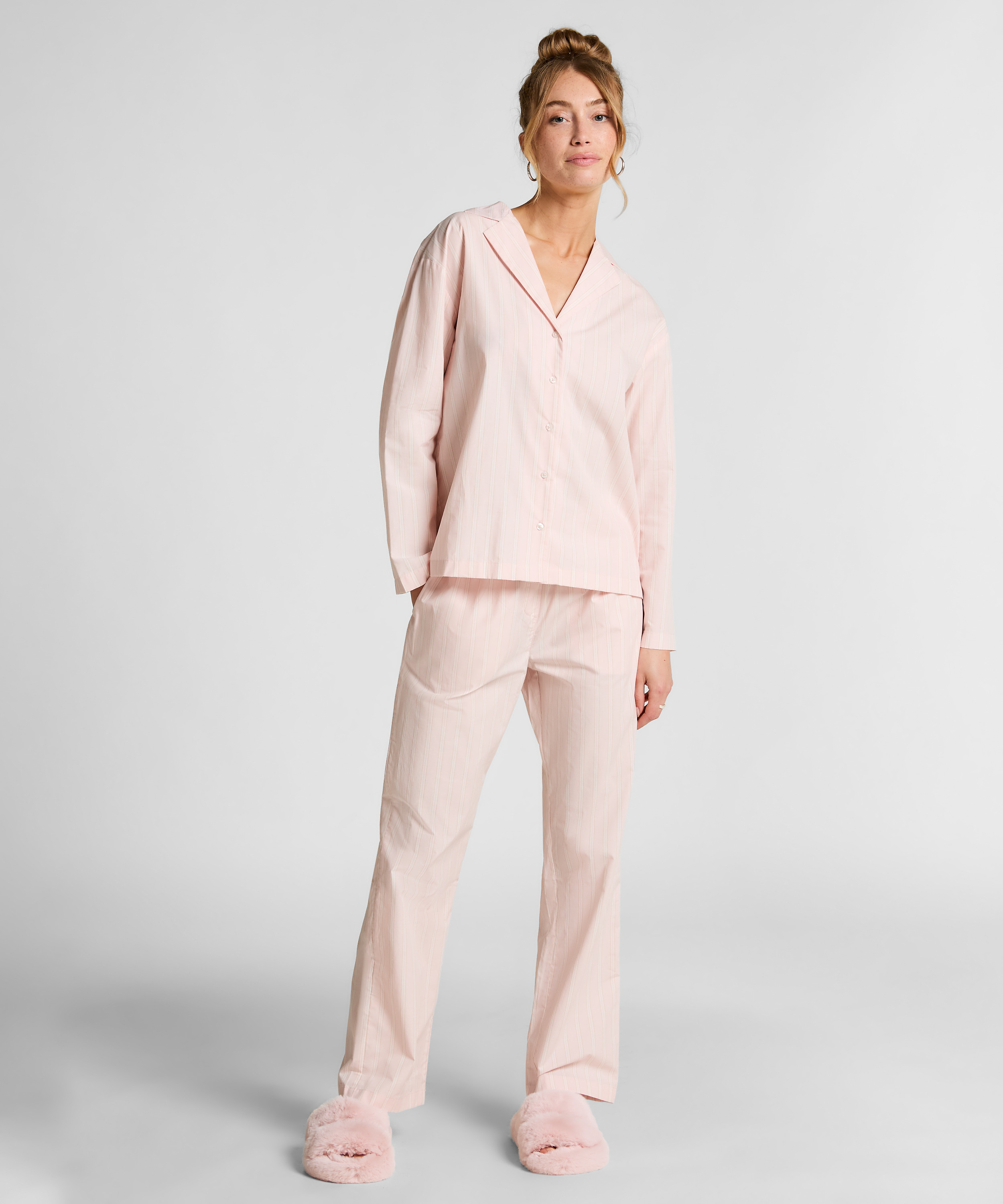 Top de pyjama Coton Poplin, Rose, main