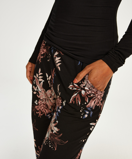 Pyjama set lange mouwen Dahlia, Zwart