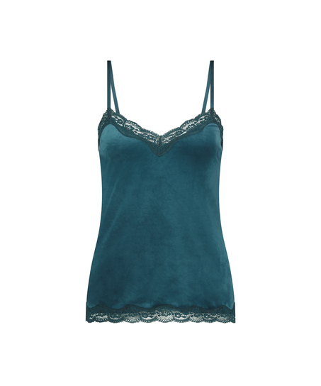 Cami top Velours Lace, Blauw