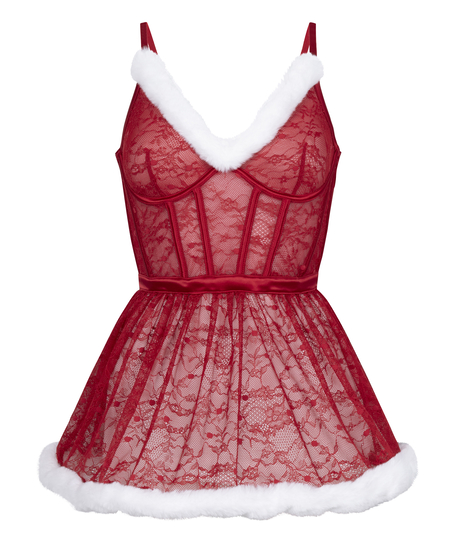 Beugel slipdress Sexy Santa, Rood