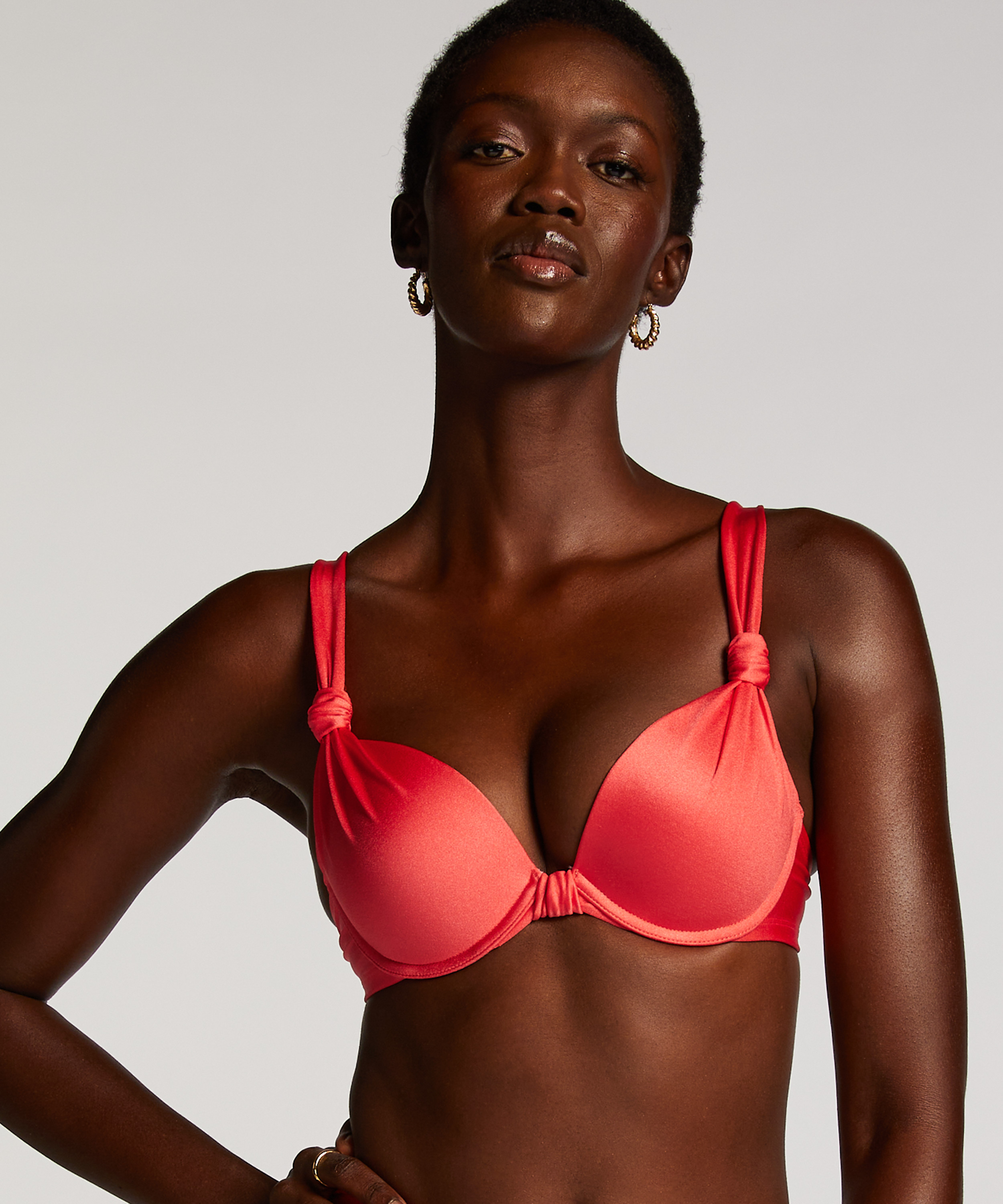 Voorgevormde push-up beugel bikinitop Luxe Cup A - E, Rood, main