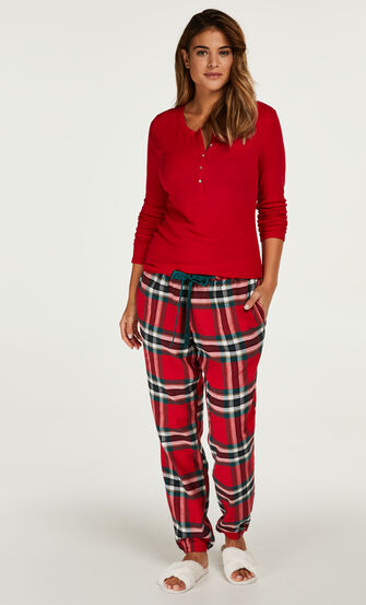 Pyjamatop lange mouwen, Rood
