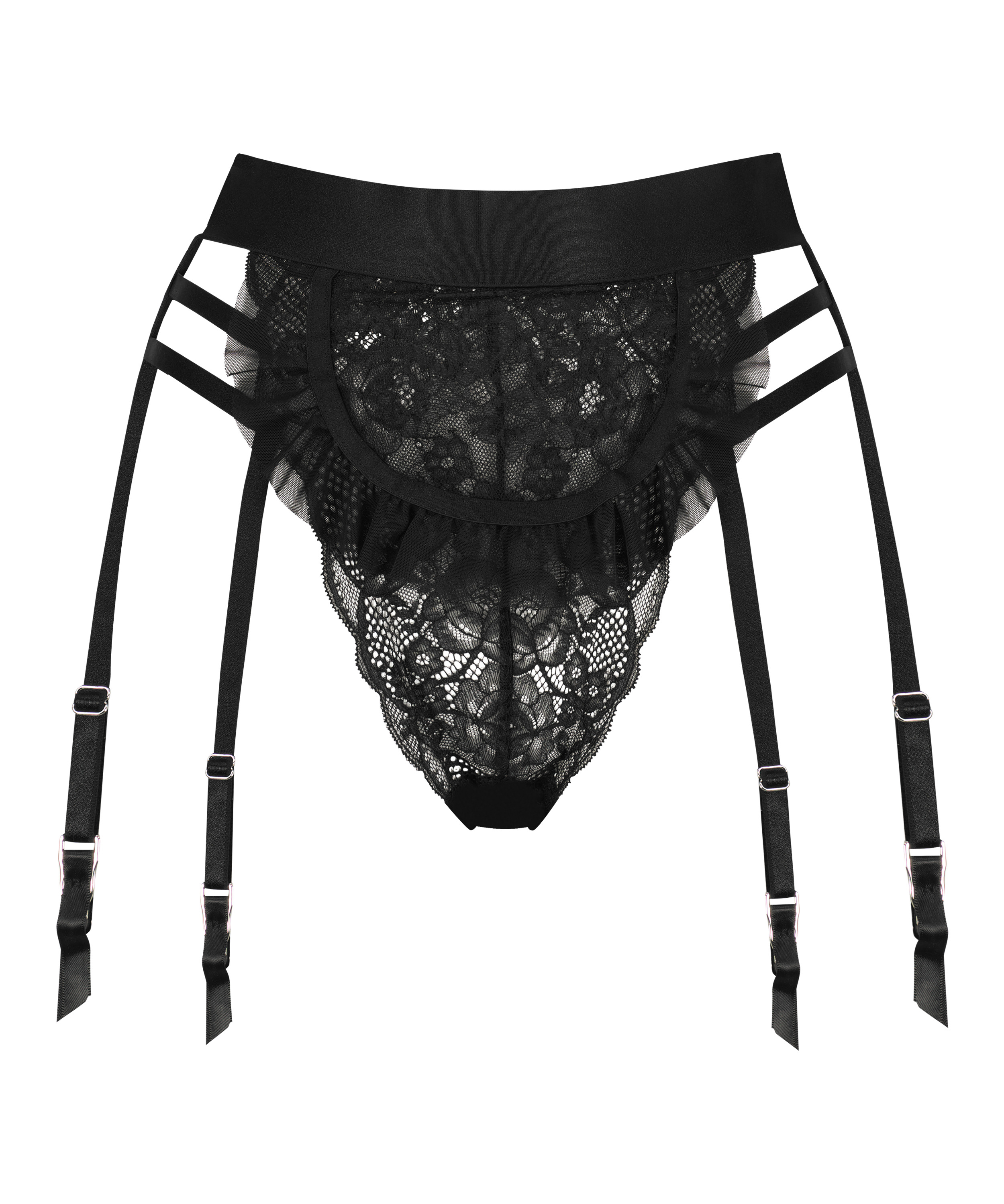 Slip brésilien échancré Ellen Maid, Noir, main