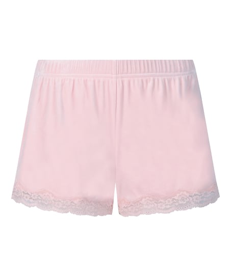 Short en velours à dentelle, Rose