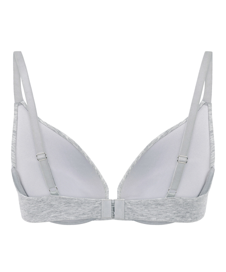 Soutien-gorge &agrave; armatures rembourr&eacute; push-up en coton, Gris