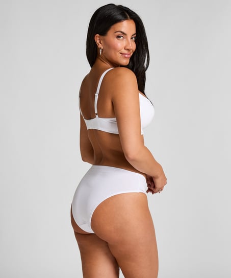 Culotte br&eacute;silienne jambe haute coton, Blanc