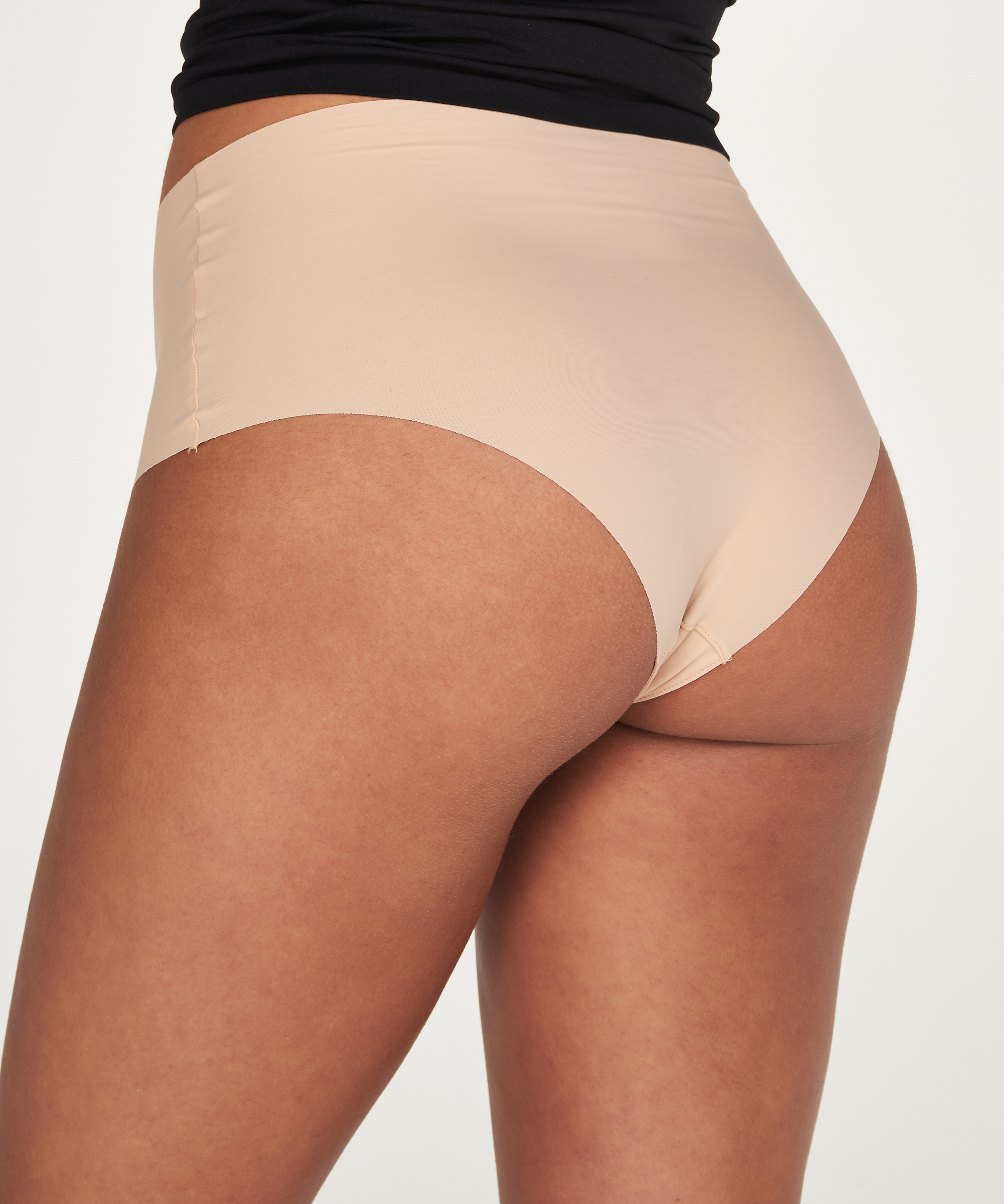 Slip brésilien taille haute Invisible, Beige, main