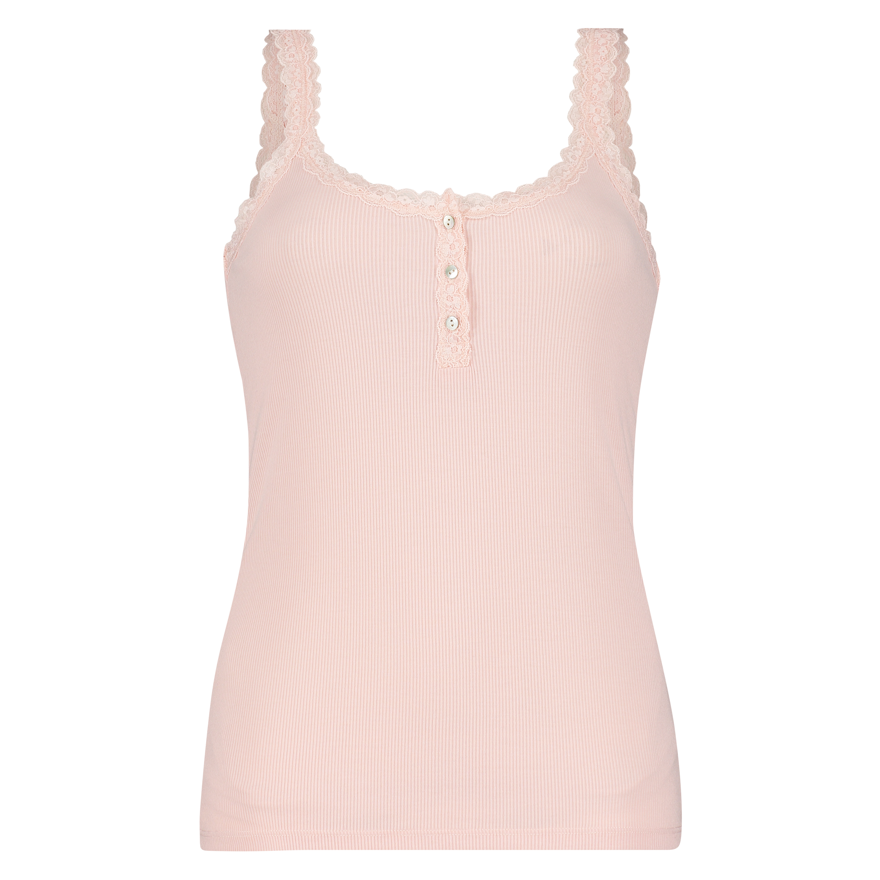 Singlet top cami rib lace, Rose, main