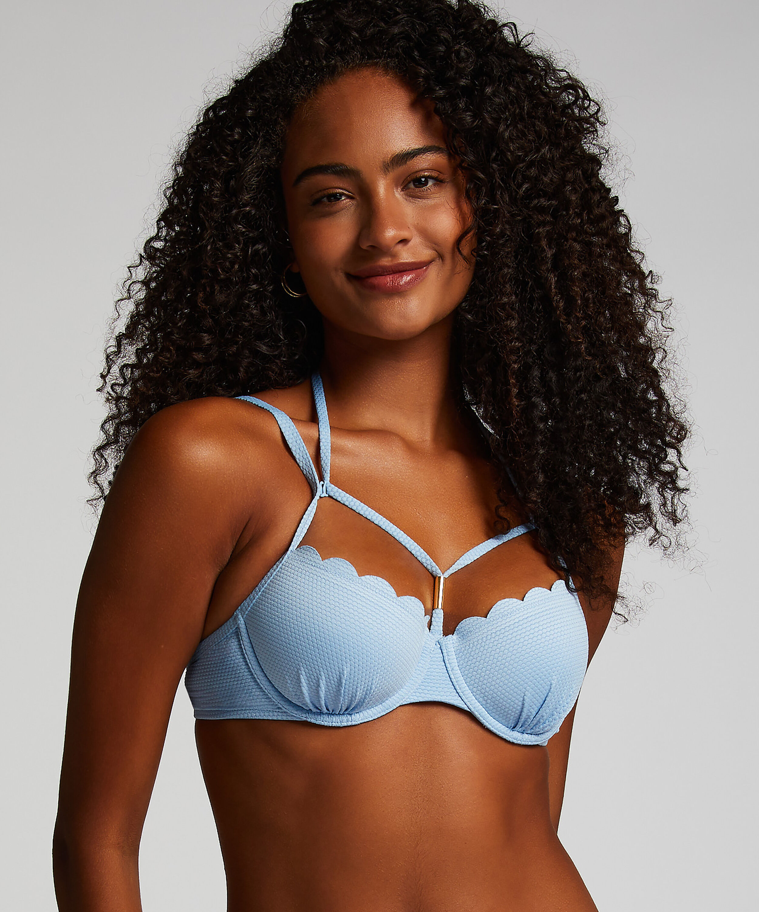 Voorgevormde beugel bikinitop Scallop, Blauw