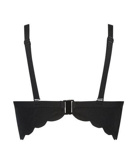 Voorgevormde beugel bikinitop Scallop, Zwart