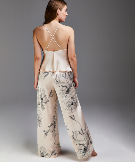 Pantalon Palazzo satin Lotus, Rose