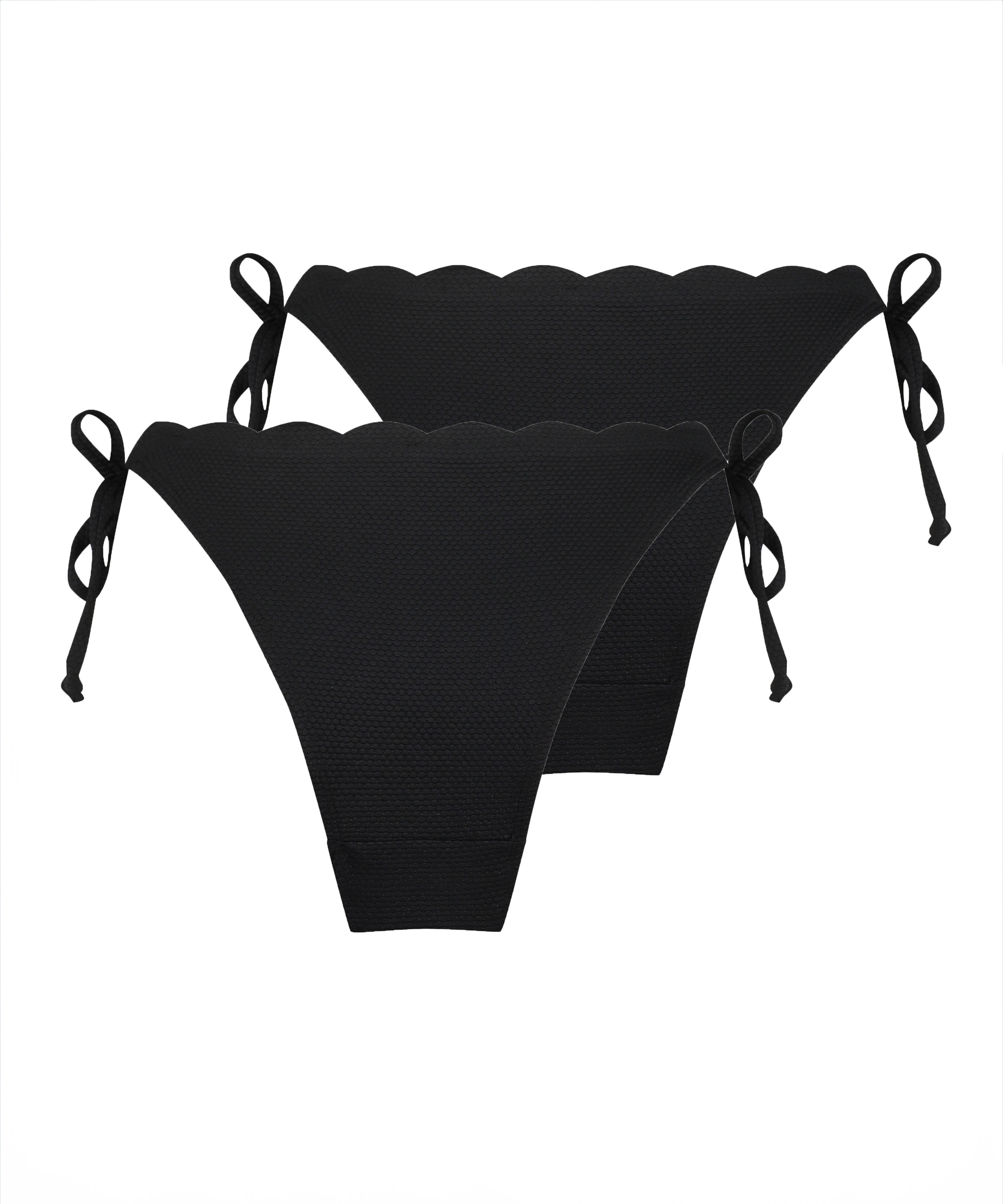 2-pack Cheeky Tanga Bikinibroekje Scallop, Zwart, main