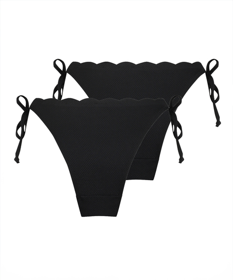 2-pack Cheeky Tanga Bikinibroekje Scallop, Zwart