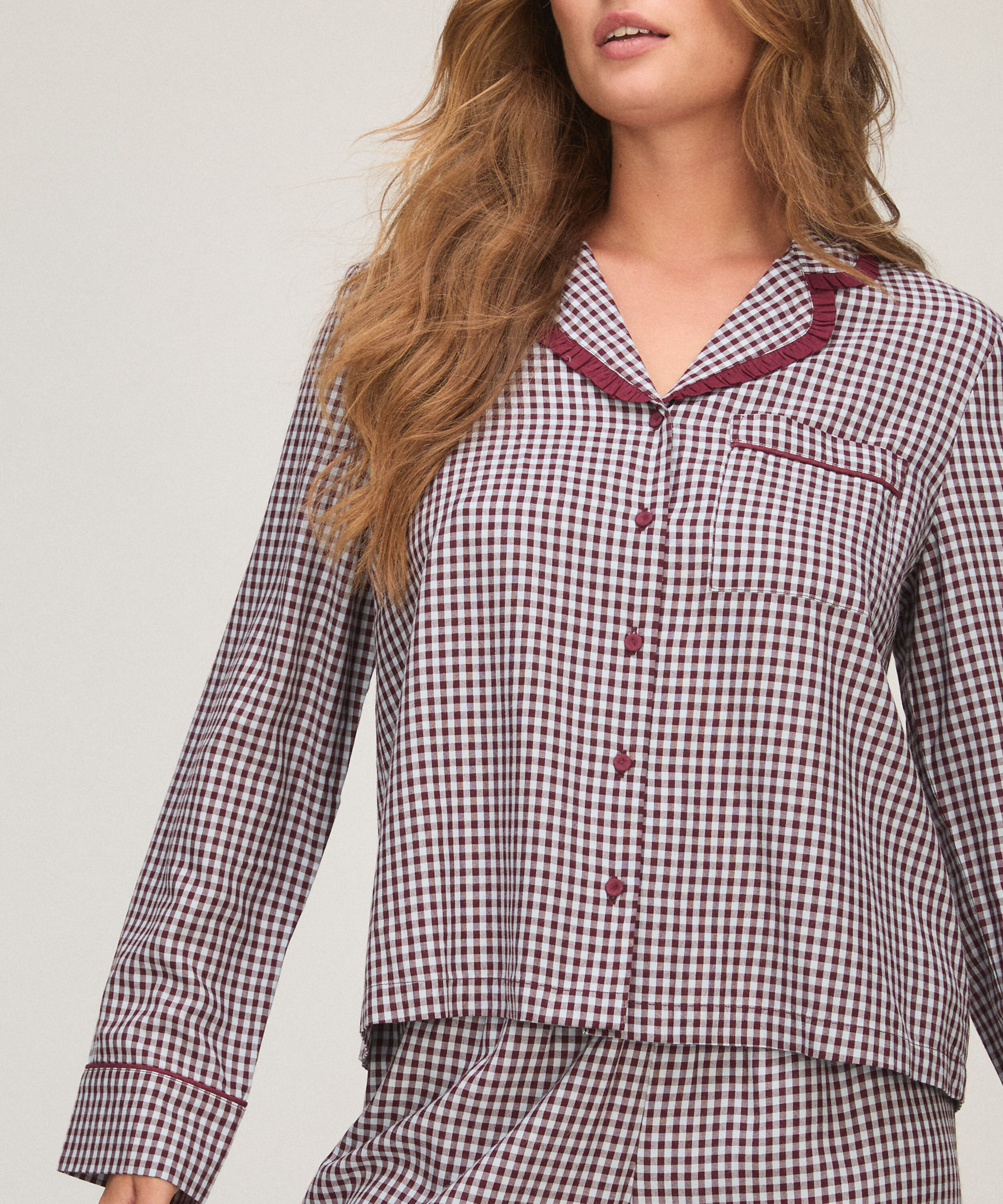 Pyjama Set Poplin Ruffle, Pourpre Pyjama Set Poplin Ruffle, Pourpre