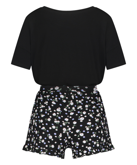 Korte pyjama set, Zwart