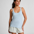 Rib Jersey Singlet met Kant, Blauw