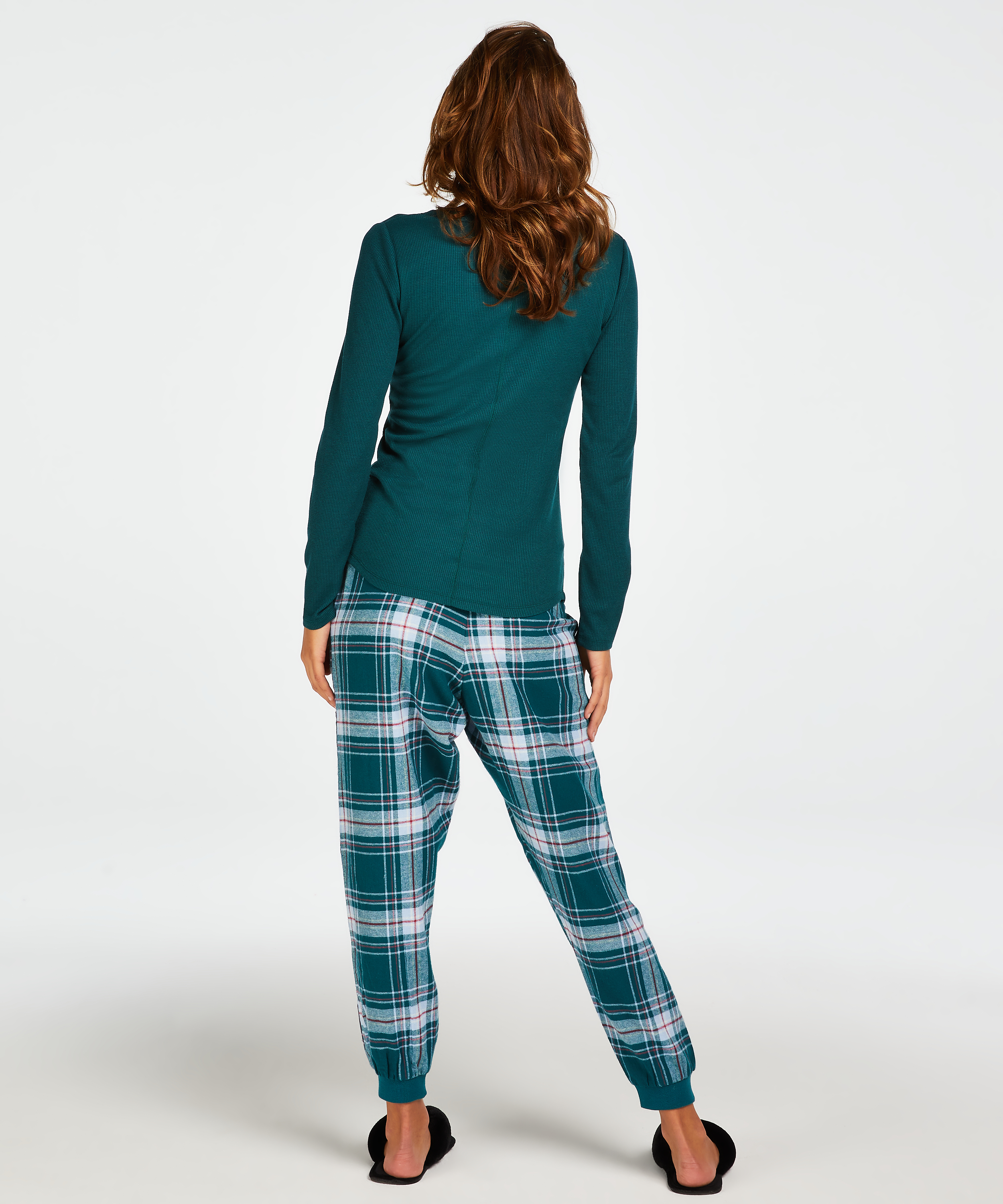 Petite Pyjamabroek Twill Check, Blauw, main