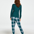 Petite Pyjamabroek Twill Check, Blauw