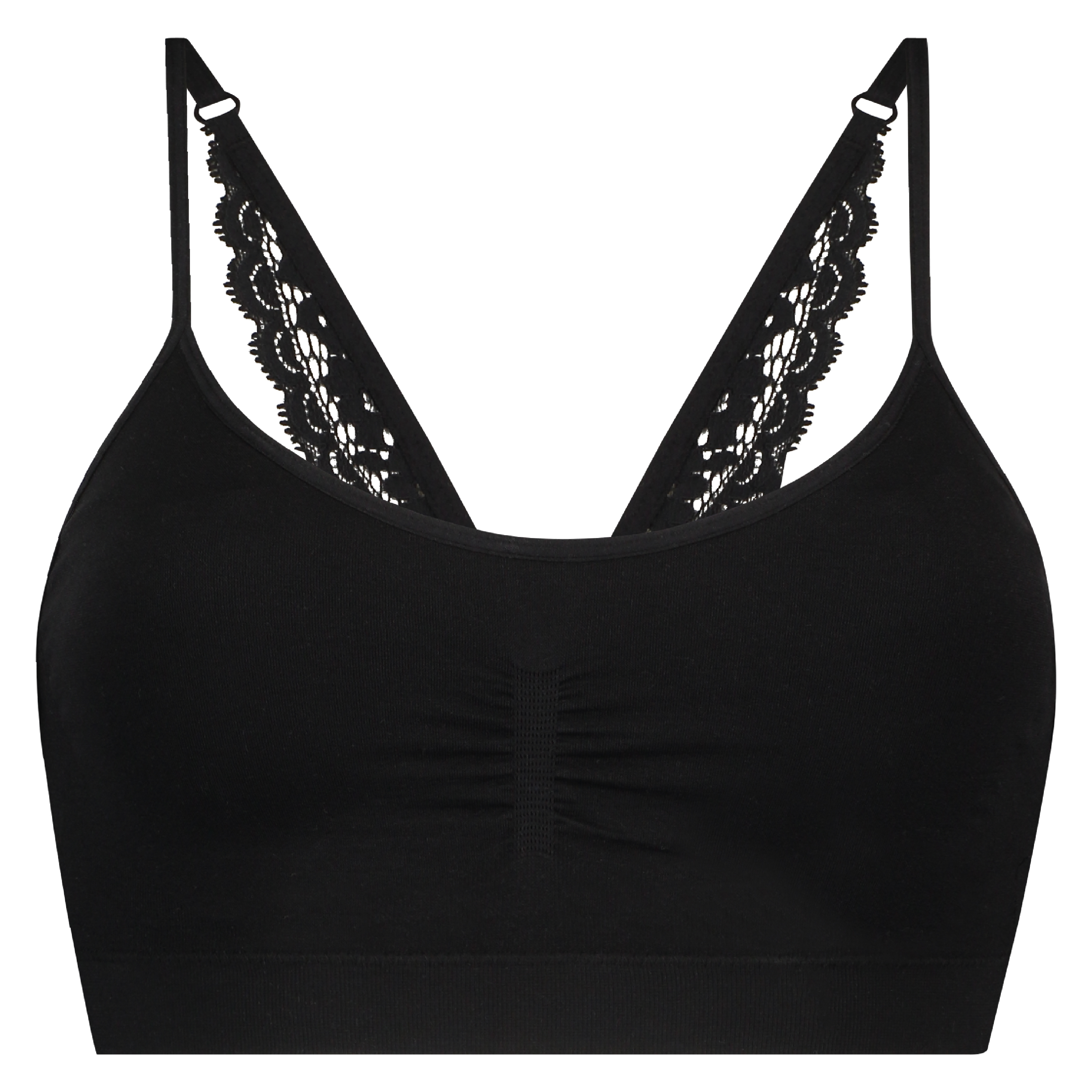 Naadloze bralette lace back Marina, Zwart, main