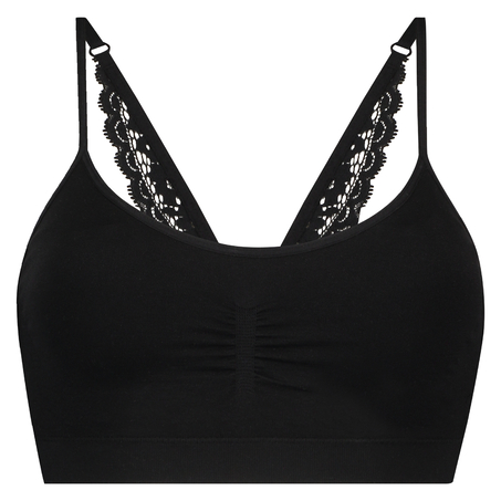 Naadloze bralette lace back Marina, Zwart