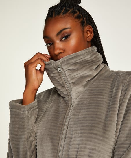 Badjas Zip fleece, Grijs