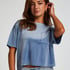 Top Velours Pocket, Bleu